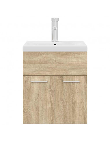 Mobile da Bagno con Lavabo Integrato e Rubinetto Rovere Sonoma