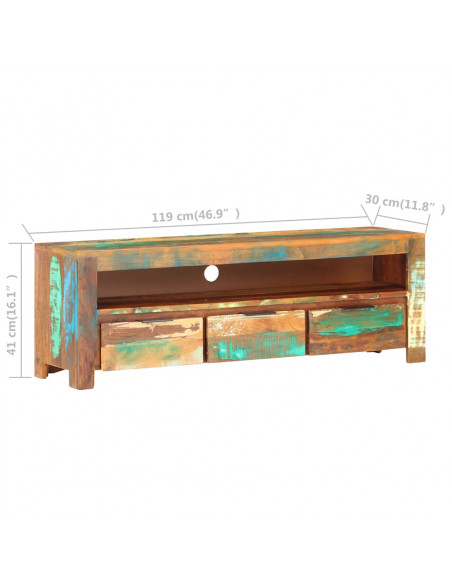 Mobile Porta TV 119x30x41 cm in Legno Massello di Recupero