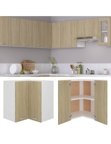 Pensile Angolare Rovere Sonoma 57x57x60 cm in Legno Multistrato