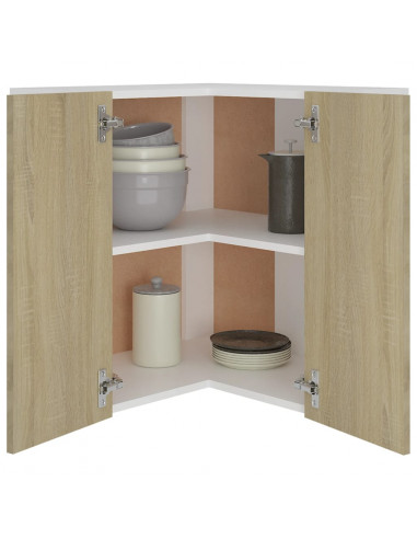 Pensile Angolare Rovere Sonoma 57x57x60 cm in Legno Multistrato