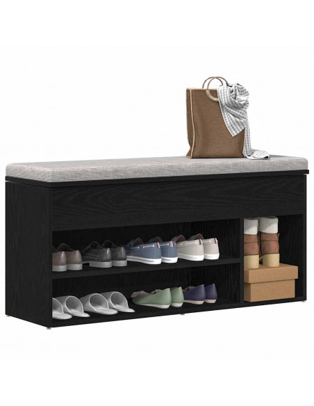 Scarpiera Rovere Nero 102x30,5x45 cm in Legno Multistrato