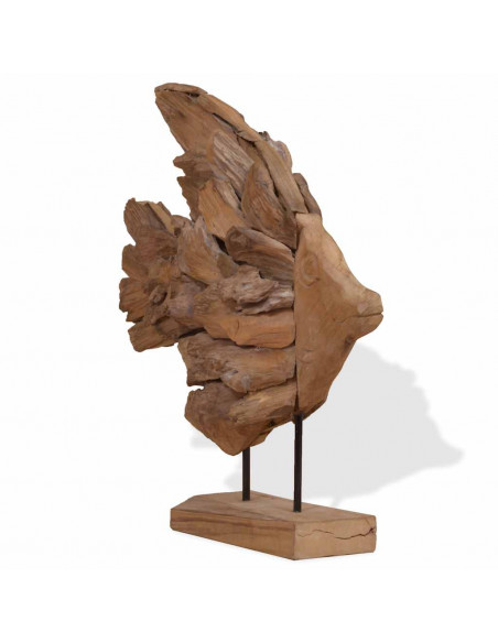 Scultura di Pesce in Teak 40x12x57 cm
