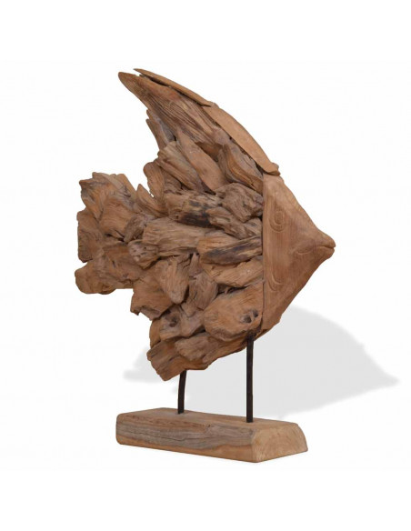 Scultura di Pesce in Teak 40x12x57 cm