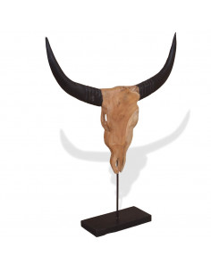Scultura Teschio di Toro in Teak 66x15x88 cm 2