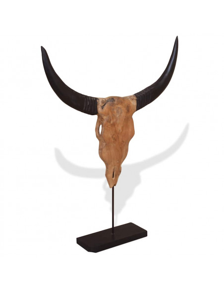 Scultura Teschio di Toro in Teak 66x15x88 cm