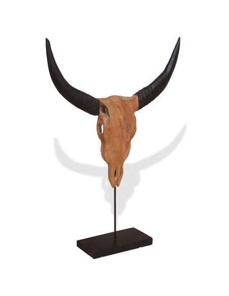 Scultura Teschio di Toro in Teak 66x15x88 cm