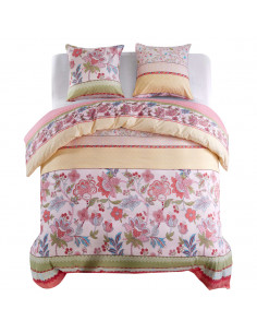 Set Copripiumino Floreale/Rosa Rigato 200x220/80x80 cm