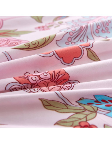 Set Copripiumino Floreale/Rosa Rigato 200x220/80x80 cm