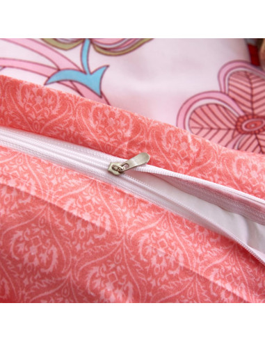 Set Copripiumino Floreale/Rosa Rigato 200x220/80x80 cm