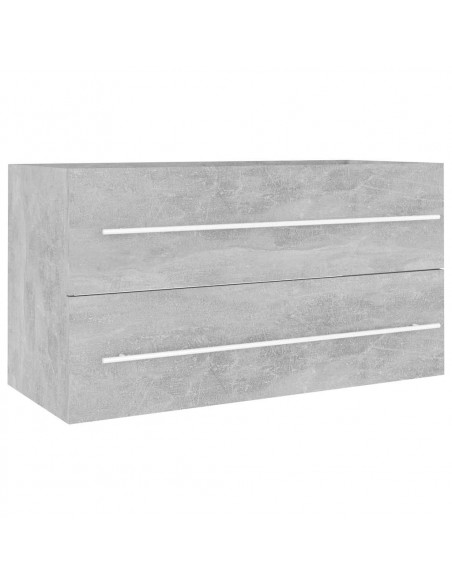 Set Mobili da Bagno 2 pz Grigio Cemento in Legno Multistrato