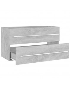 Set Mobili da Bagno 2 pz Grigio Cemento in Legno Multistrato 2