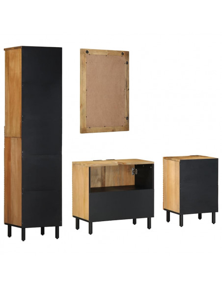 Set Mobili da Bagno 4 pz Marrone in Legno Massello di Mango