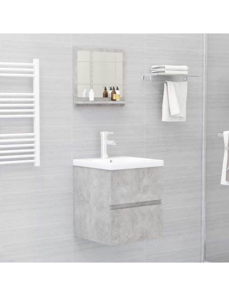 Specchio da Bagno Grigio Cemento 40x10,5x37cm Legno Multistrato