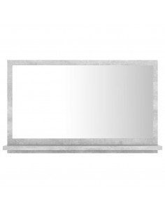 Specchio da Bagno Grigio Cemento 60x10,5x37cm Legno Multistrato