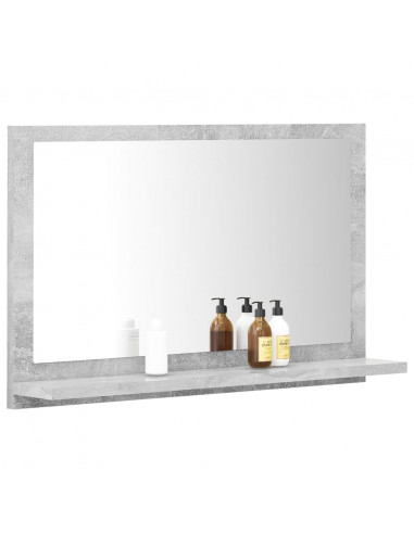 Specchio da Bagno Grigio Cemento 60x10,5x37cm Legno Multistrato