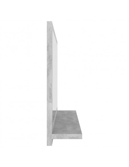 Specchio da Bagno Grigio Cemento 60x10,5x37cm Legno Multistrato