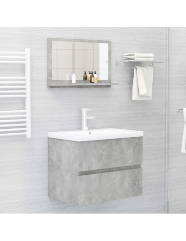 Specchio da Bagno Grigio Cemento 60x10,5x37cm Legno Multistrato