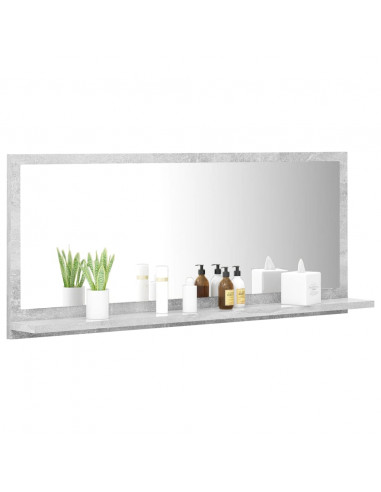 Specchio da Bagno Grigio Cemento 90x10,5x37cm Legno Multistrato