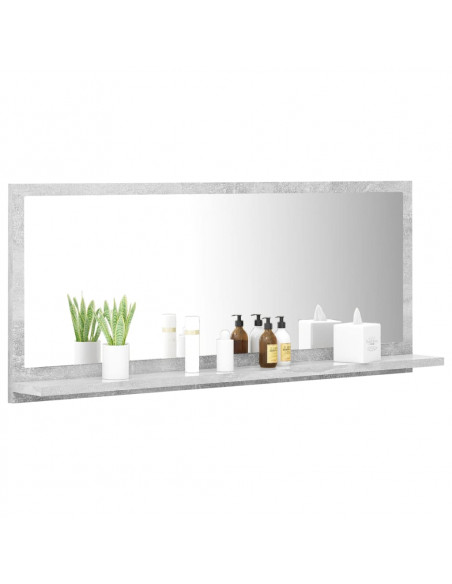 Specchio da Bagno Grigio Cemento 90x10,5x37cm Legno Multistrato