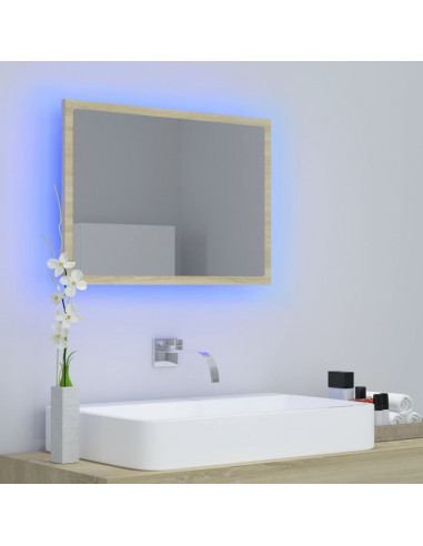 Specchio da Bagno LED Rovere Sonoma 60x8,5x37 cm in Acrilico