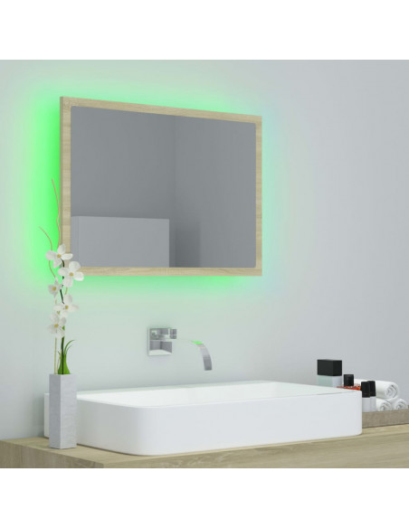 Specchio da Bagno LED Rovere Sonoma 60x8,5x37 cm in Acrilico
