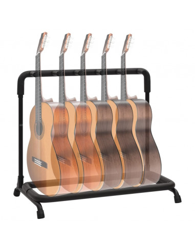 Supporto Pieghevole per Chitarra con 5 Sezioni Nero 74x41x66 cm
