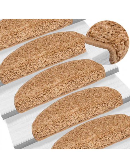 Tappetini per scale 20 pz 65x21x4 cm Beige Semicircolari Grandi