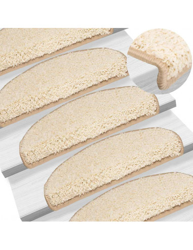 Tappetini per scale 20 pz 65x21x4 cm Crema Semicircolari Grandi