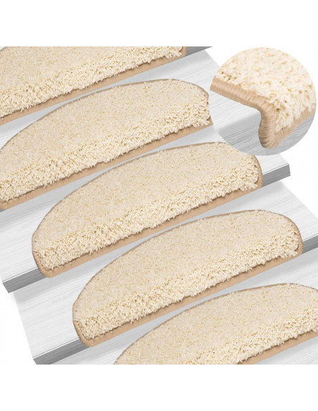 Tappetini per scale 20 pz 65x21x4 cm Crema Semicircolari Grandi