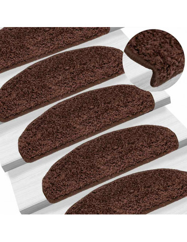 Tappetini per scale 20 pz 65x21x4 cm Marrone Semicircolari Grandi