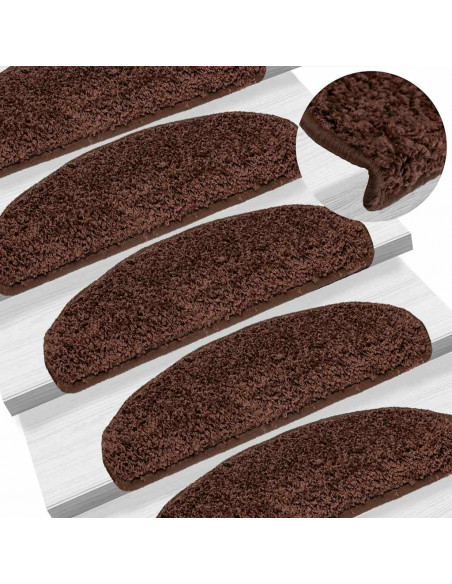 Tappetini per scale 20 pz 65x21x4 cm Marrone Semicircolari Grandi