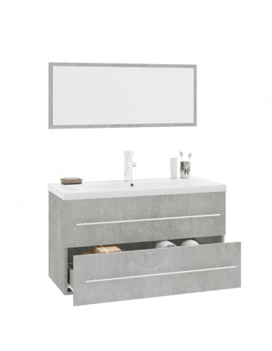 Set Mobili da Bagno 3 pz Grigio Cemento