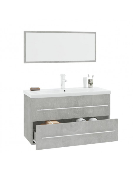 Set Mobili da Bagno 3 pz Grigio Cemento