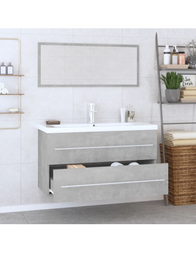 Set Mobili da Bagno 3 pz Grigio Cemento