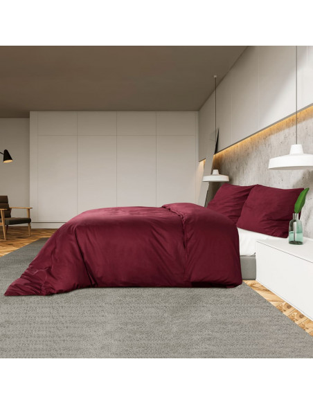 Set Copripiumino Bordeaux 140x200 cm in Microfibra Leggera