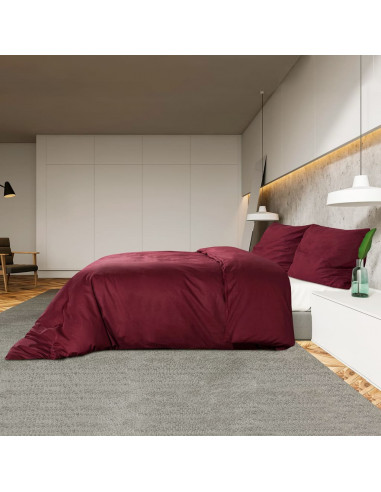 Set Copripiumino Bordeaux 135x200 cm in Microfibra Leggera