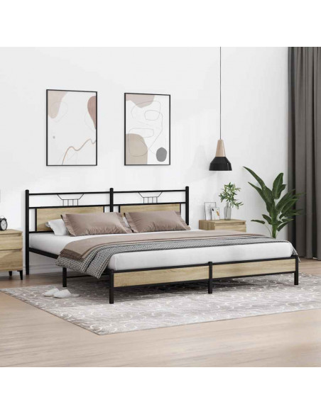 Giroletto senza Materaso in Metallo Rovere Sonoma 193x203 cm