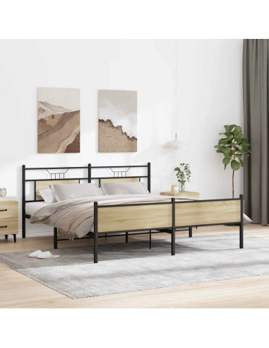 Giroletto senza Materaso in Metallo Rovere Sonoma 180x200 cm