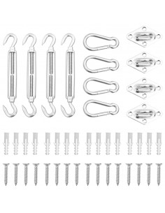 Set Accessori per Vela Parasole 12 pz in Acciaio Inossidabile
