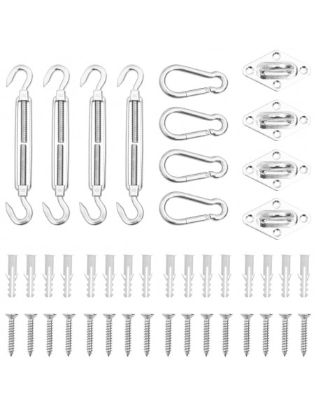 Set Accessori per Vela Parasole 12 pz in Acciaio Inossidabile