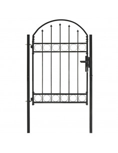 Cancello per Recinzione ad Arco in Acciaio 100x125 cm Nero 2