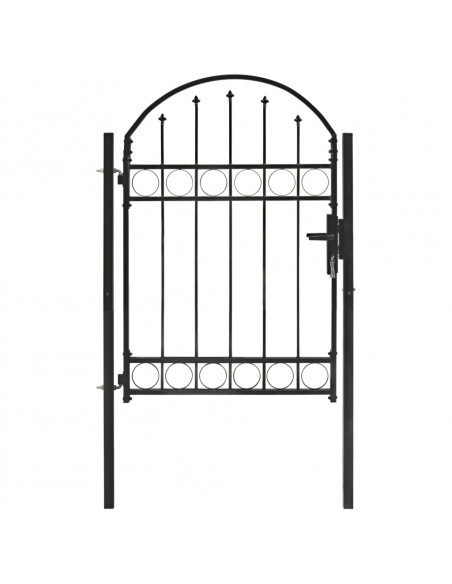 Cancello per Recinzione ad Arco in Acciaio 100x125 cm Nero