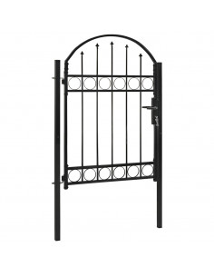Cancello per recinzione ASSEN con parte superiore ad arco in acciaio 102x125 cm Nero 2
