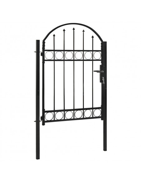 Cancello per recinzione ASSEN con parte superiore ad arco in acciaio 102x125 cm Nero