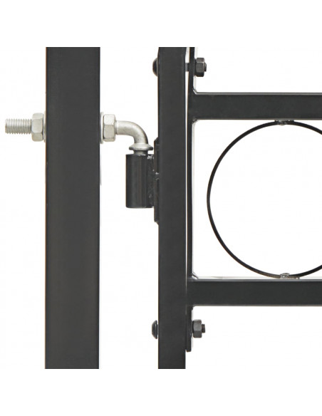 Cancello per recinzione ASSEN con parte superiore ad arco in acciaio 102x125 cm Nero