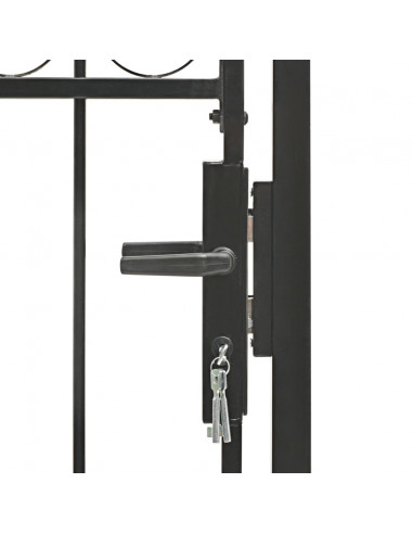 Cancello per recinzione ASSEN con parte superiore ad arco in acciaio 102x125 cm Nero