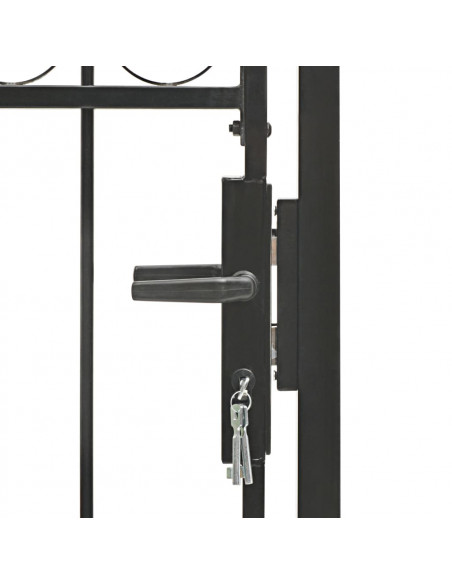 Cancello per recinzione ASSEN con parte superiore ad arco in acciaio 102x125 cm Nero