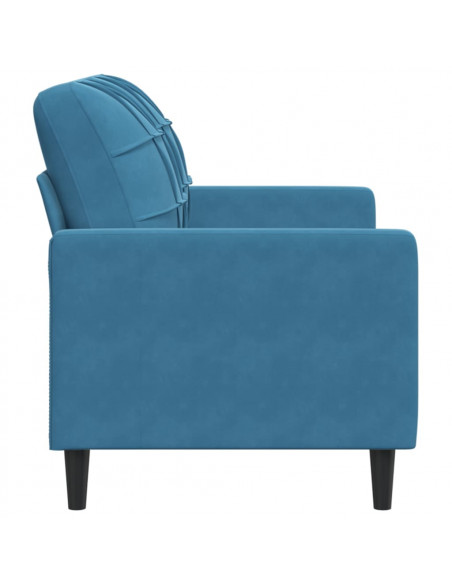 Divano a 2 Posti Blu 120 cm in Velluto