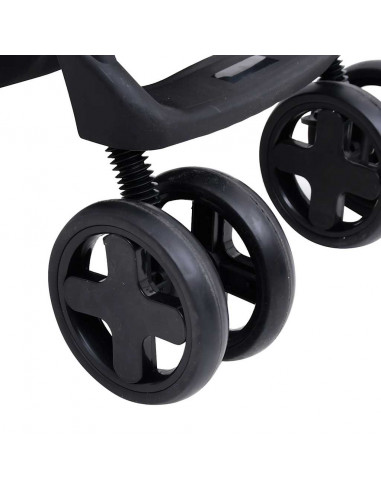 Passeggino 3 in 1 Grigio Chiaro e Nero in Acciaio