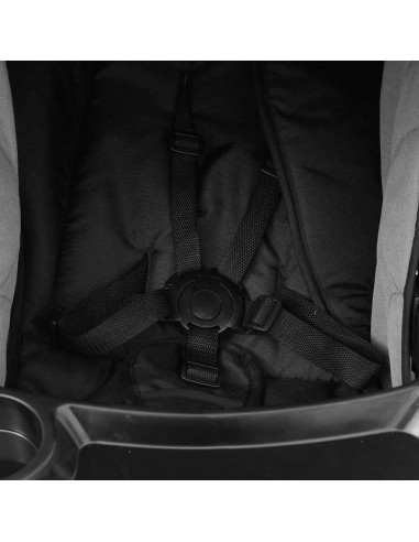 Passeggino 3 in 1 Grigio Chiaro e Nero in Acciaio